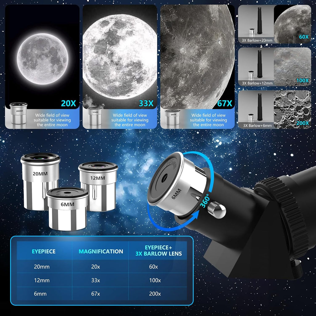Telescope, Telescope for Adults & Kids, 70mm Aperture 400mm Refractor Telescopes for Astronomy Beginners with AZ