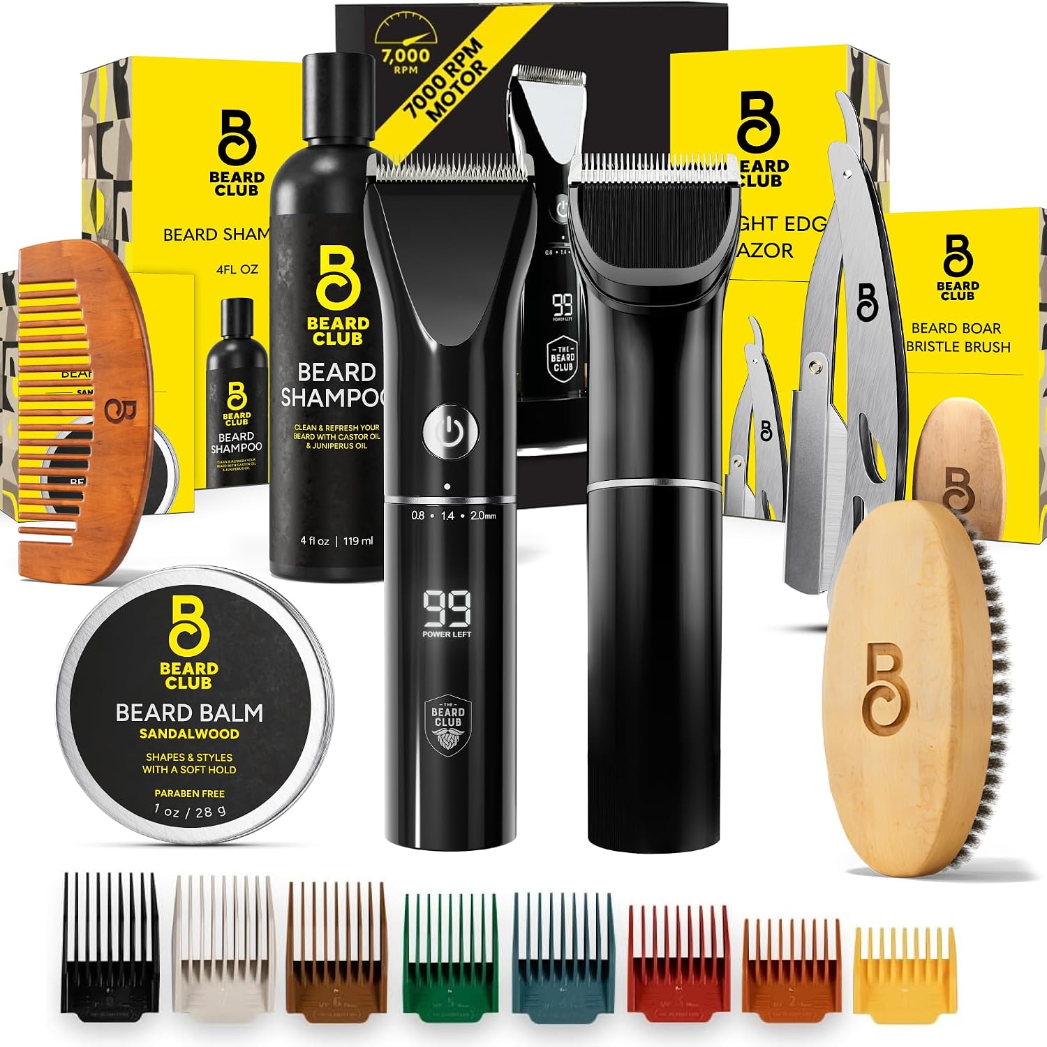 Beard Club Mens Grooming Kit & Beard Trimmer for Men - Professional Cordless Electric Hair & Moustache Trimmer