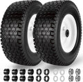 13x5.00-6 Flat Free Tire and Wheel with 3/4" & 5/8" Bearings – 2 Pack 13x5x6 Solid Lawn Mower Tires for Riding Lawn