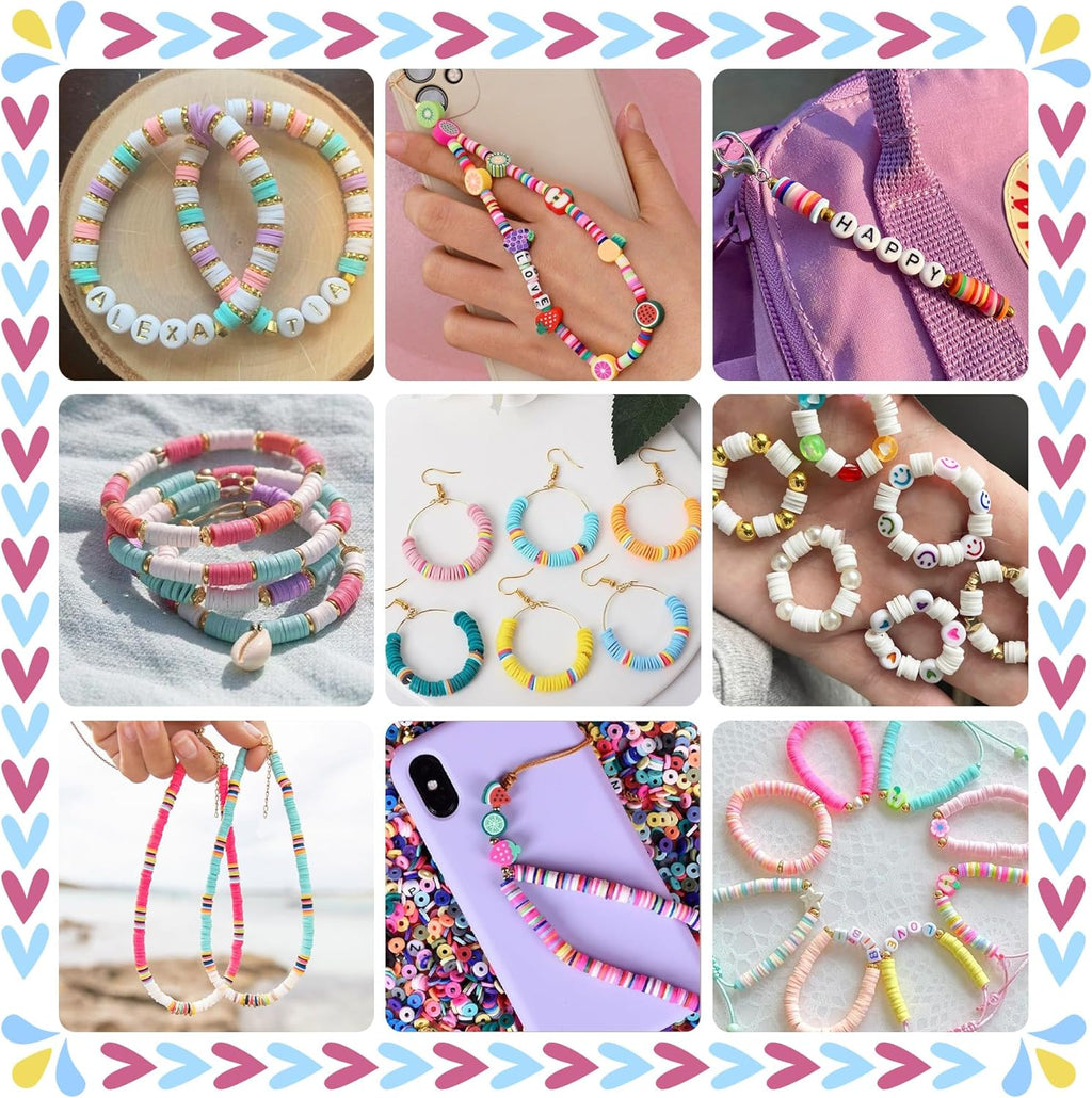30,000 Pcs Clay Beads Bracelet Making Kit, 168 Colors 8 Boxes Flat Preppy Beads for Friendship Bracelets, Jewelry Kit