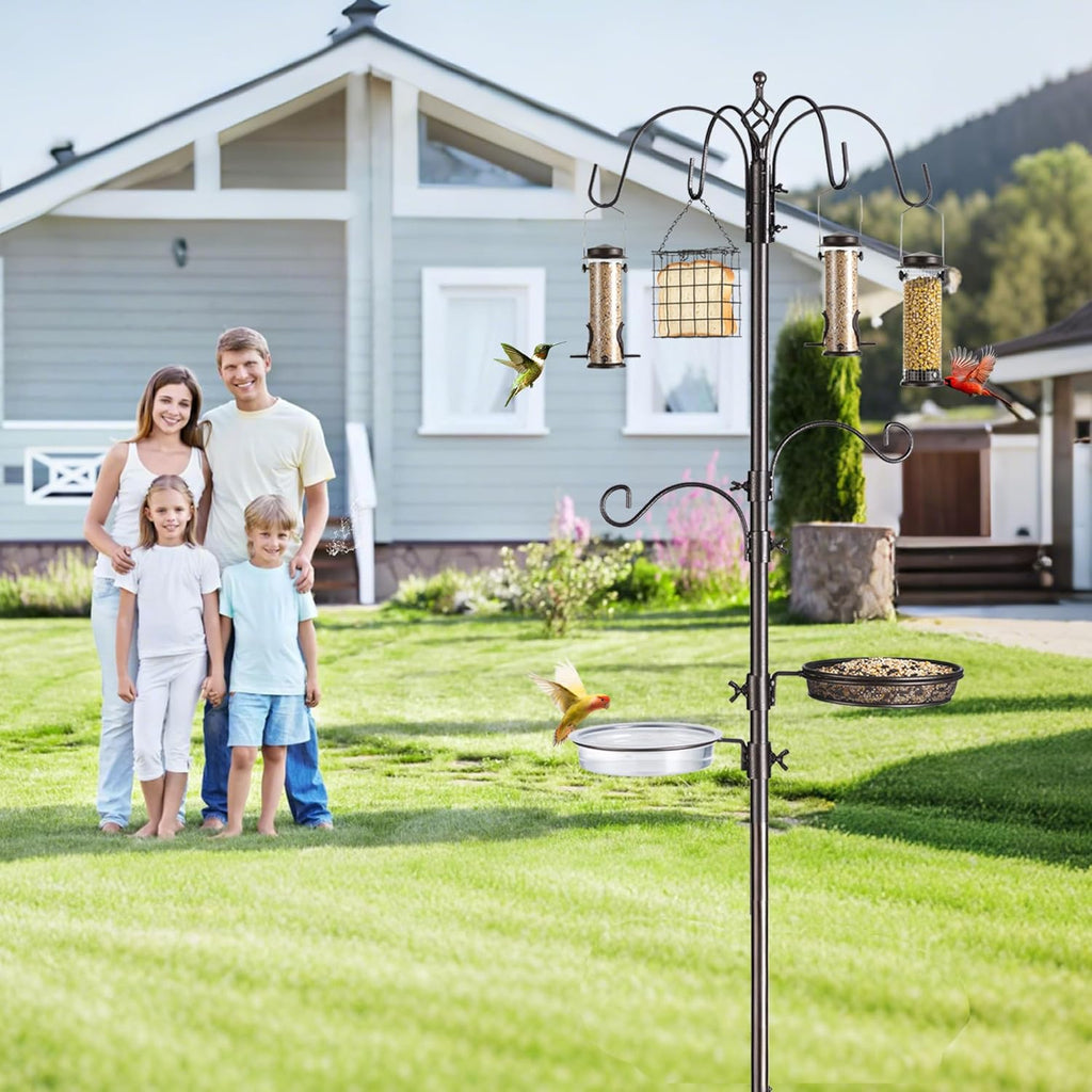 Bird Feeding Station Kit, 94-Inch, 6-Hook Metal Bird Feeder Pole
