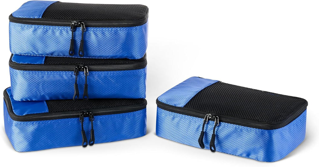 4-Piece Packing Cubes Travel Accessories Set, Space-Saving Luggage Organizers with Double Zipper, Mesh Top