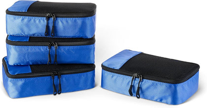 4-Piece Packing Cubes Travel Accessories Set, Space-Saving Luggage Organizers with Double Zipper, Mesh Top