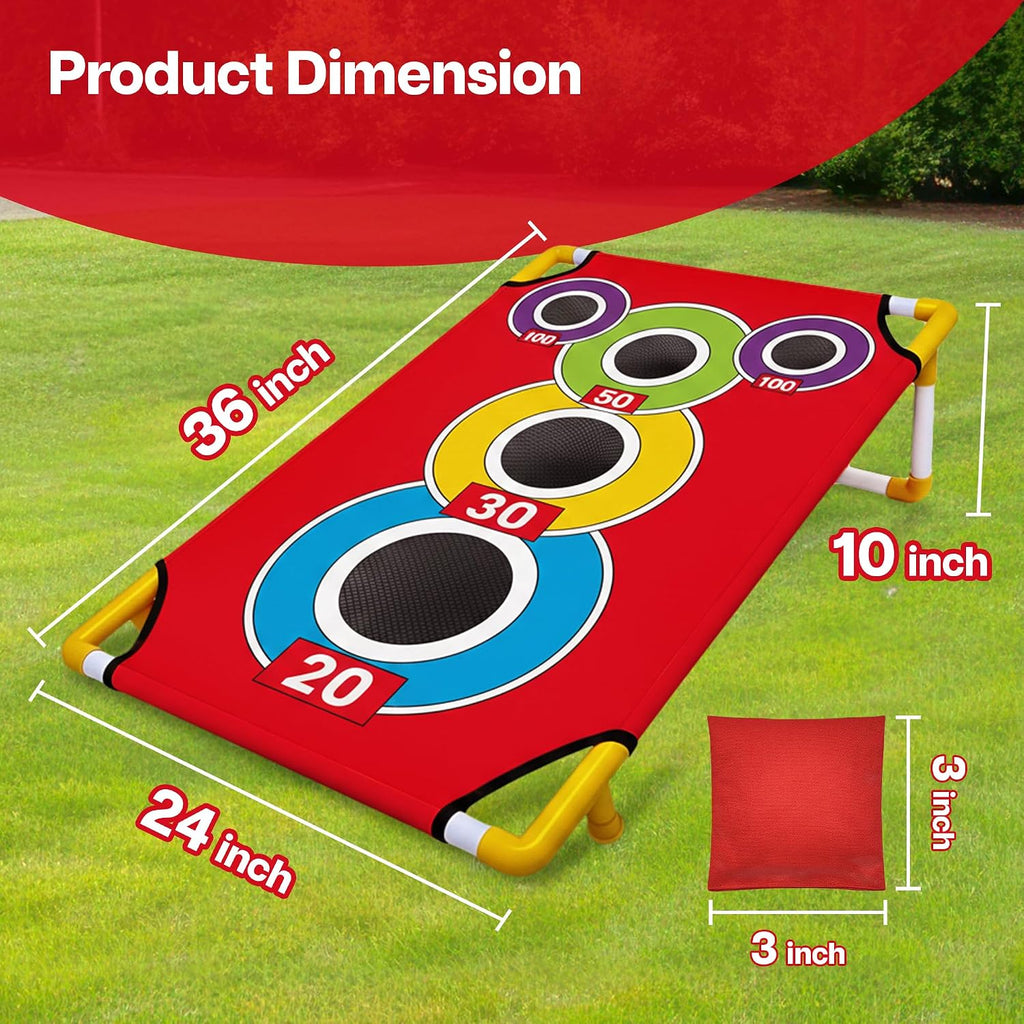 Cornhole Board with 21+ Games, 8 Bean Bags - Arcade Style Corn Hole Games for Adults and Kids, Portable Outdoor Yard