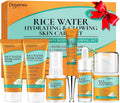 Skin Care Set,6Pcs Women Teen Glass Skincare w/Korean Rice Extract,Hydrate Glow Repair Anti-Aging Facial Routine Kit