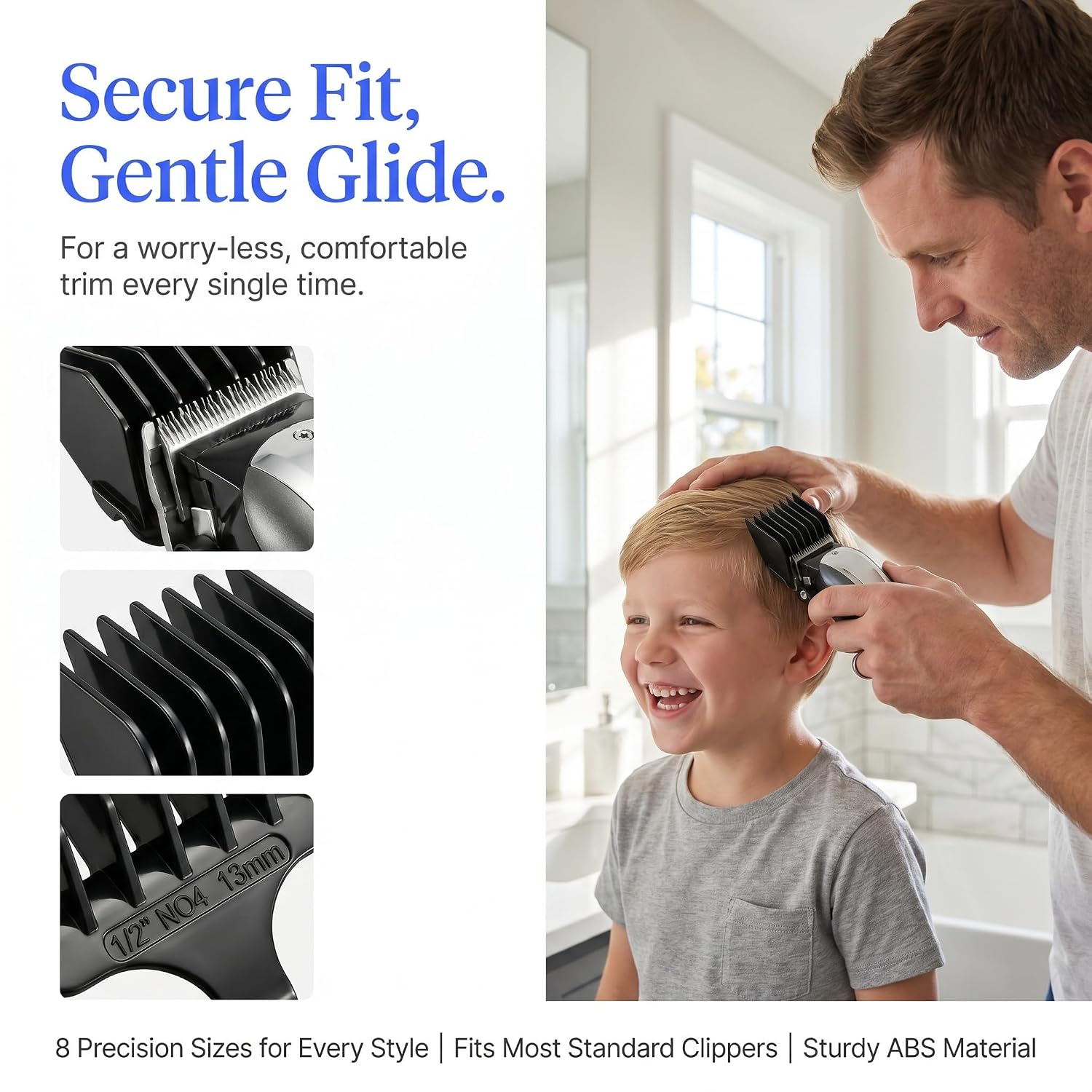 40mm T-Blade Guide Comb Set, 8 Pack, 1/16-1/2 Inch | Wahl Blade Clipper Guards, Snap-On 1.5-13mm Guards