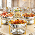 9QT Round Chafing Dishes for Buffet, 4 Pack Gold Chafer Set