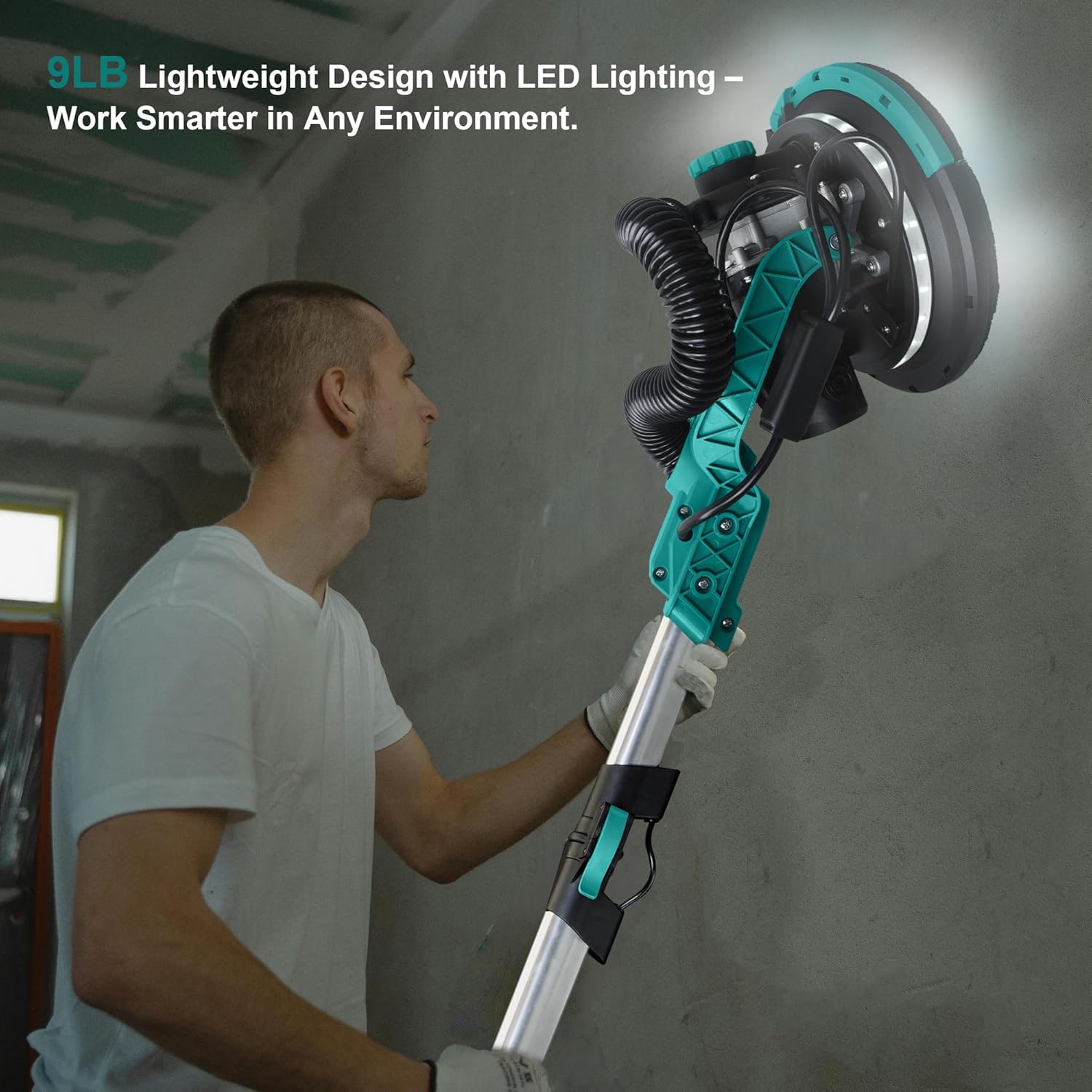 Drywall Sander With Vacuum Dust Collector and Pole Sander Set | 900W Power Motor 900-1800 RPM Variable Speed 10 pcs