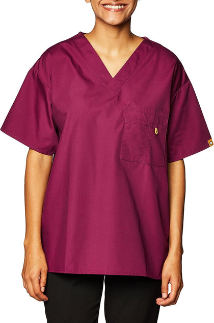 WonderWink The Alpha Unisex V-Neck Scrub Top, Wine, Small