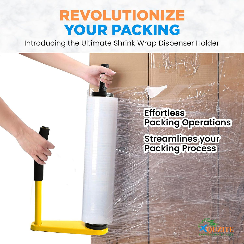 Adjustable Heavy Duty Stretch Film & Plastic Wrap Dispenser – Shrink Wrap Handle for 18" & 20" Rolls – Boxes and