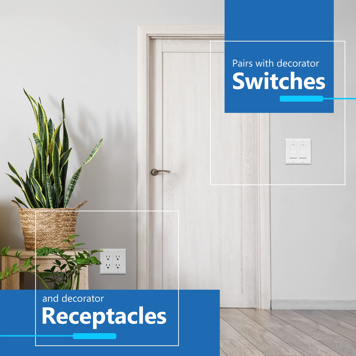 LIDER Double Decorator Switch Cover, 2 Gang Outlet Wall Plate, Matte White