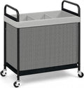 Rolling Laundry Hamper with Wheels 3-Section Laundry Sorter Rolling Laundrys Basket on Wheels with Removable Bag