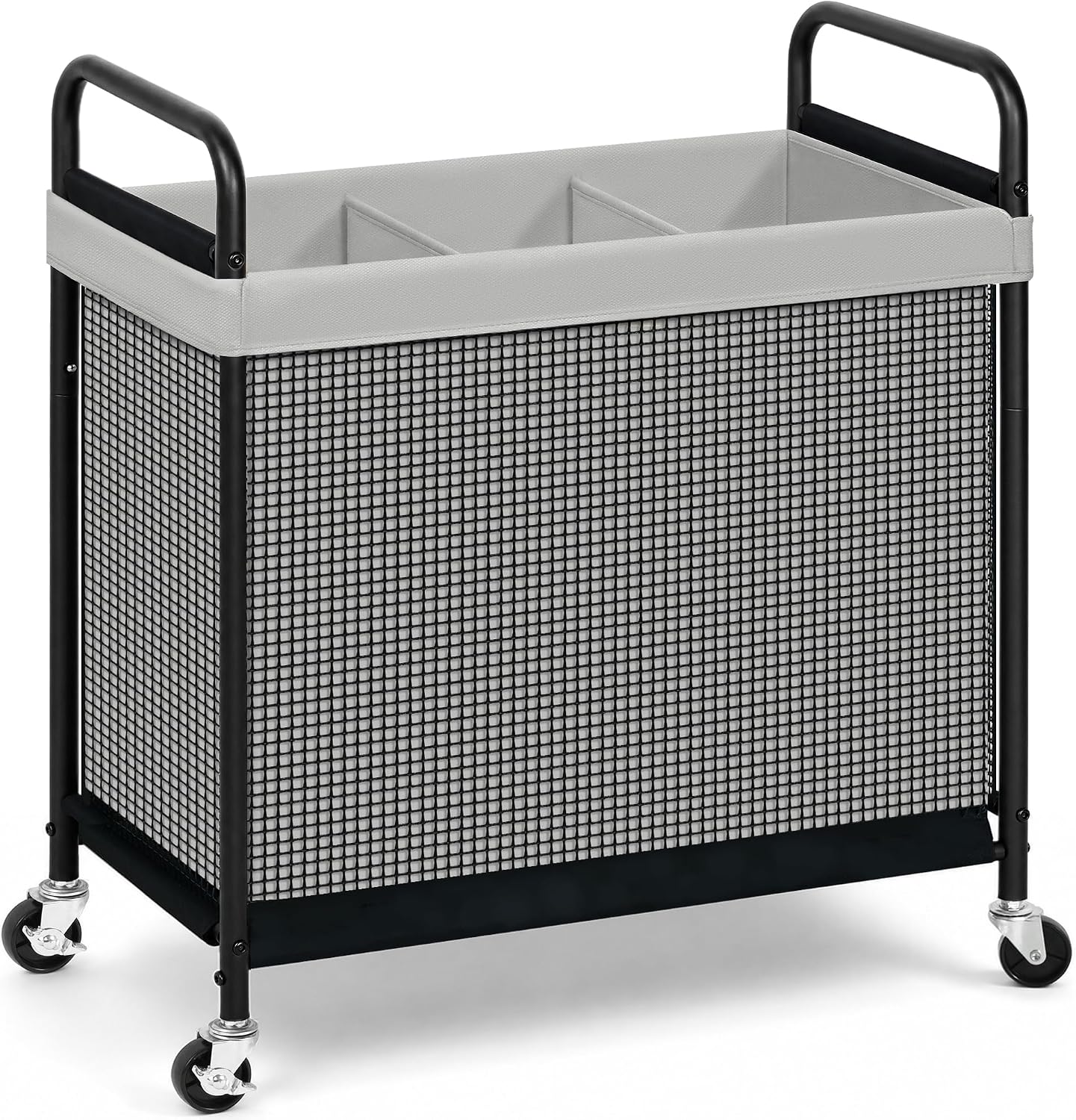Rolling Laundry Hamper with Wheels 3-Section Laundry Sorter Rolling Laundrys Basket on Wheels with Removable Bag