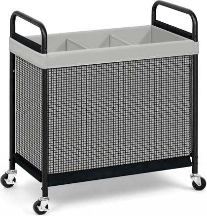 Rolling Laundry Hamper with Wheels 3-Section Laundry Sorter Rolling Laundrys Basket on Wheels with Removable Bag