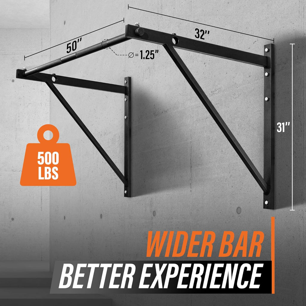Heavy Duty Wall Mounted Pull Up Bar – Multi-Grip Pull Ups / Pull Up Bar Ceiling Mount / Joist Mount for Home Gym