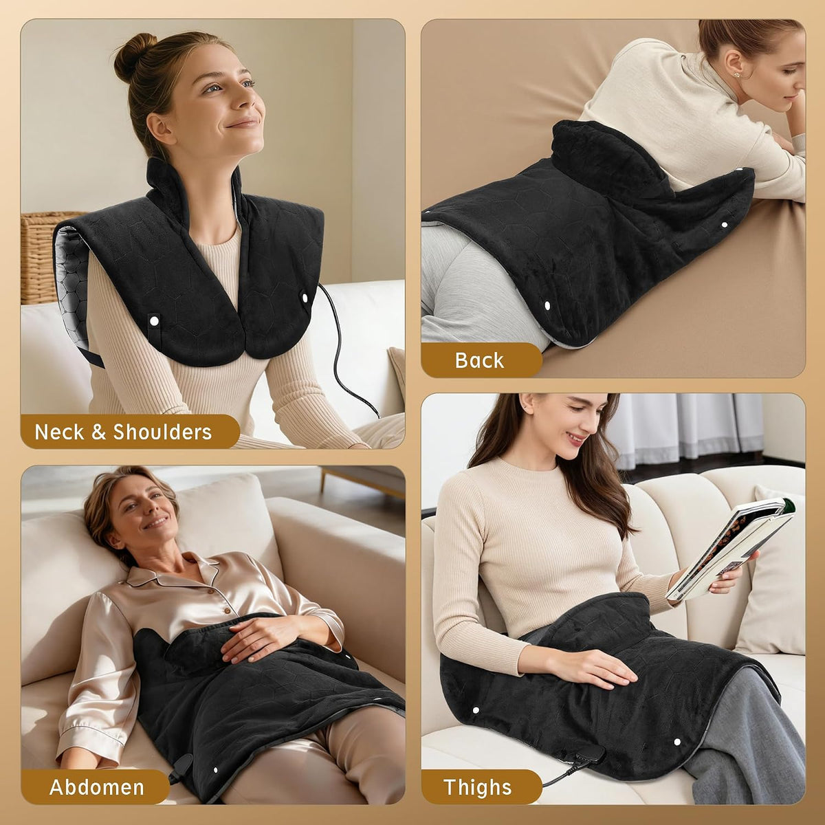 30s Fast Heating Pad for Shoulders and Back, 6X Deeper Pain Relief