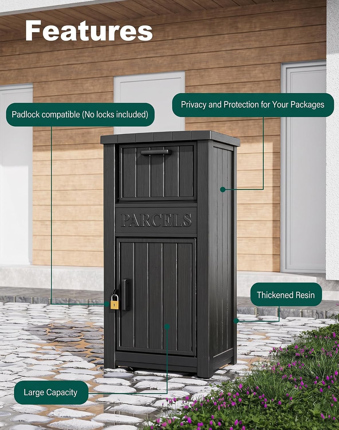 Package Delivery Box for Outside, Large Parcel Drop Box with Lockable Secure, Waterproof and Anti-Theft Storage for