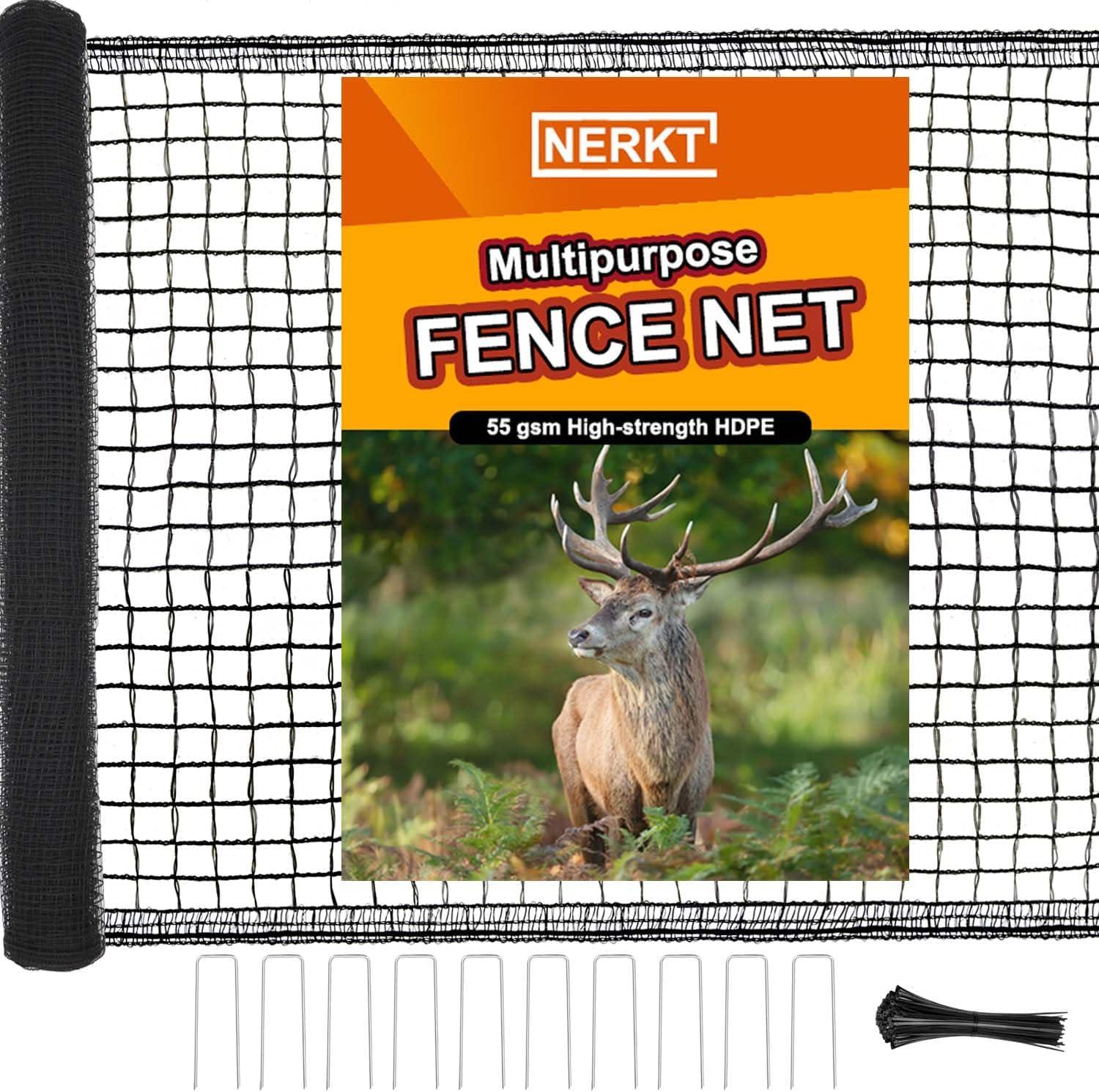 Deer Fence Netting, 55gsm Plastic Temporary Mesh Fencing, 7x50ft