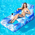 Pool Floats Adult, 65" Thicken PVC Inflatable Pool Chair Lounger Rafts with Cup & Phone Holder & Headrest Backrest