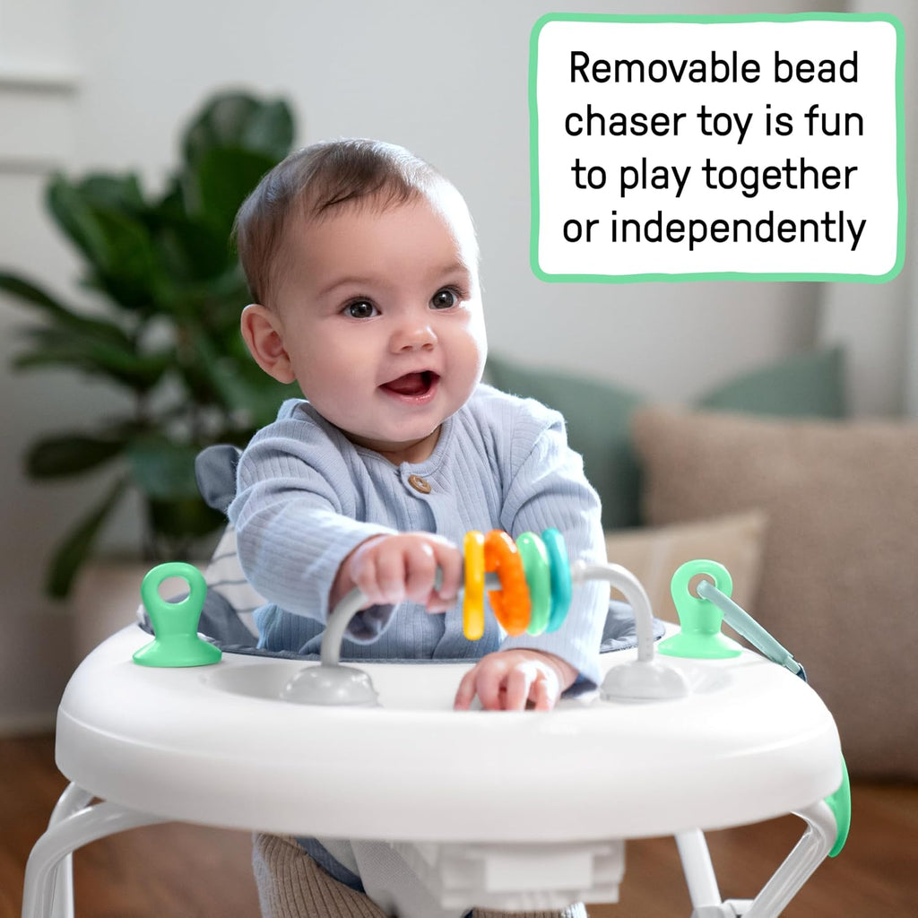 Smooth Strides Activity Baby Walker - Chambray, Developmental Walker, 3 Adjustable Heights, Toys Included, 6M-12M