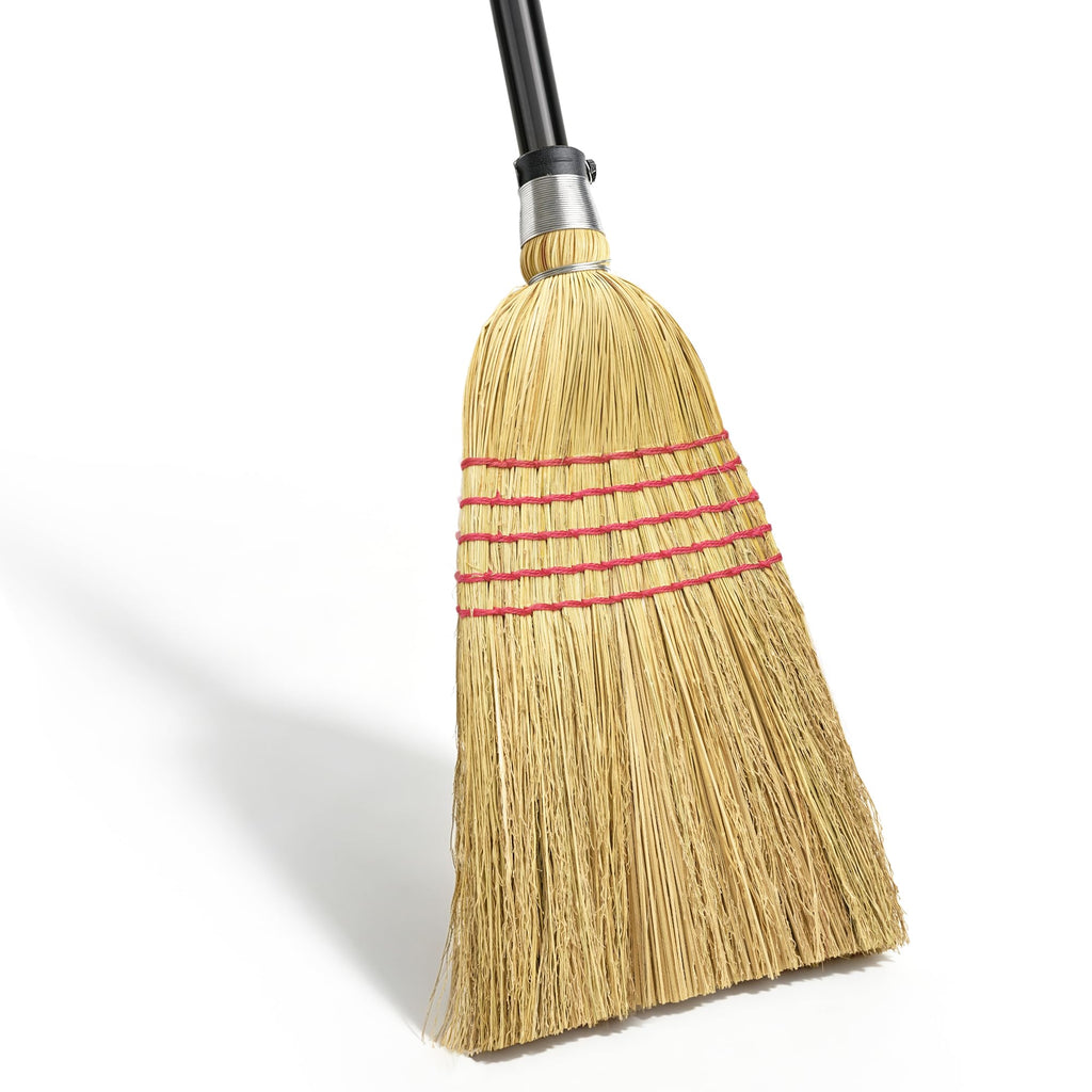 Natural Corn Broom Heavy Duty for Yard, Garden & Garage Cleaning