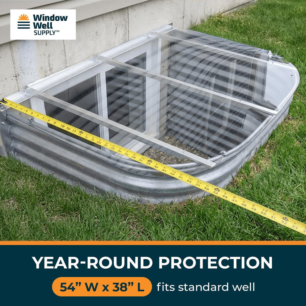 Clear Polycarbonate Large Egress Window Well Cover Sloped 54" W x 38" L