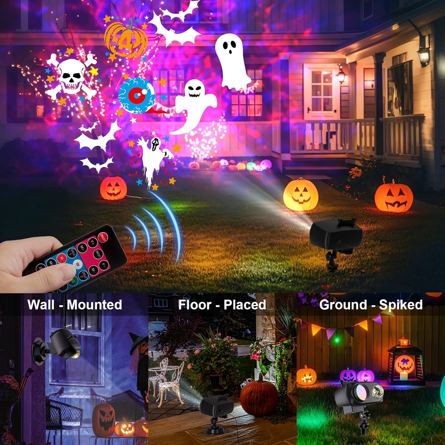 2026 Upgrade Halloween Christmas Projector Lights Decorations, COOLWUFAN Outdoor Indoor Holiday Projector Lights with