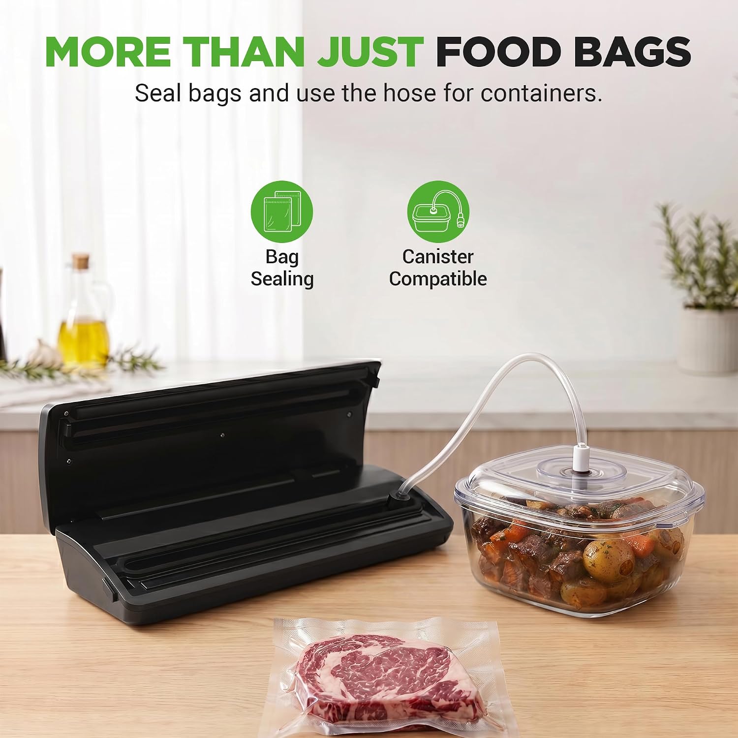 Vacuum Sealer | Automatic Vacuum Air Sealing System For Food Preservation w/ Starter Kit | Compact Design | Lab