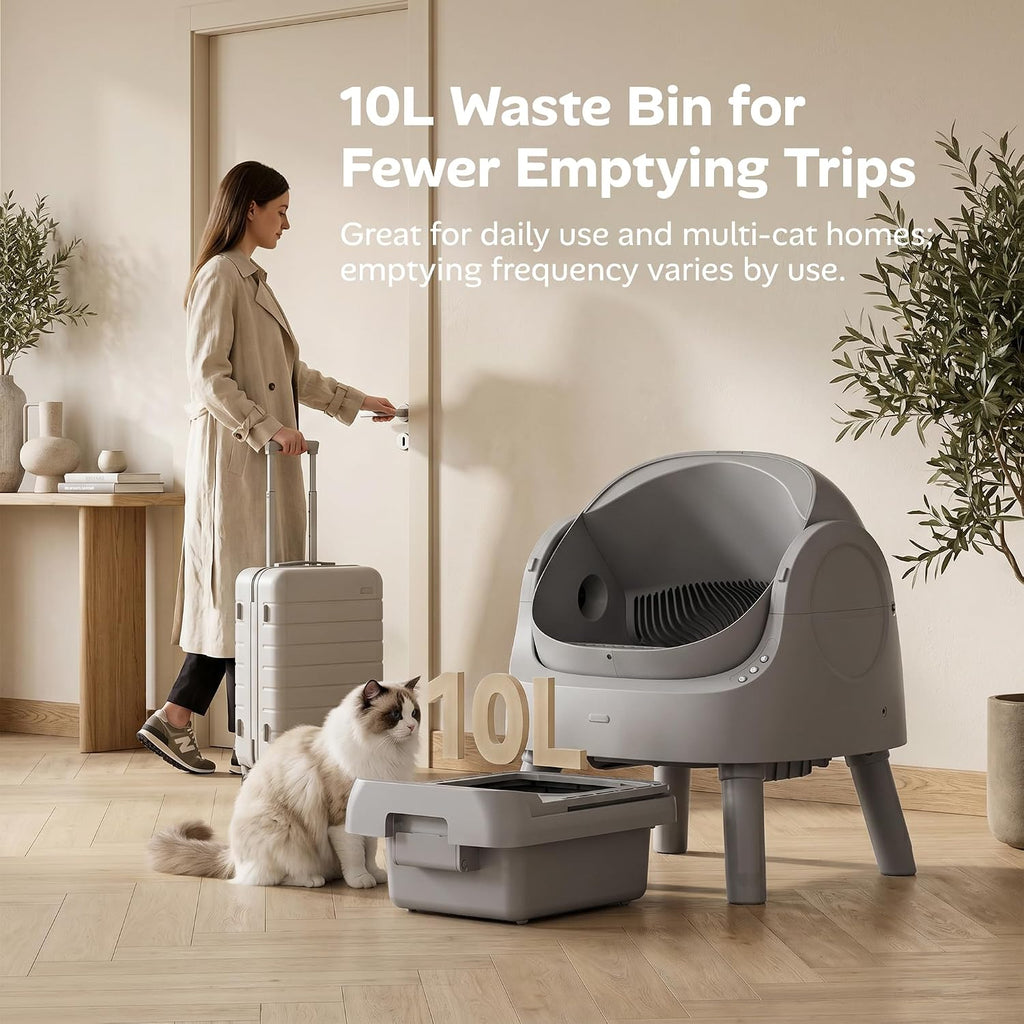 Automatic Self Cleaning Litter Box, with 4 Pairs Infrared Senor, Open-Top Design for Multi-Cat Homes, Comes with