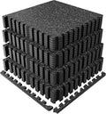 0.6" Thicker Rubber Top Gym Flooring for Home Gym, 24 Pcs 96 Sq Ft Workout Mats, Exercise Mat, Interlocking Rubber