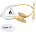 Acoustica Lightweight Stethoscope for Doctors, Nurses, Students, Home Health Use, Adult, Dual Head, White Tube, Gold