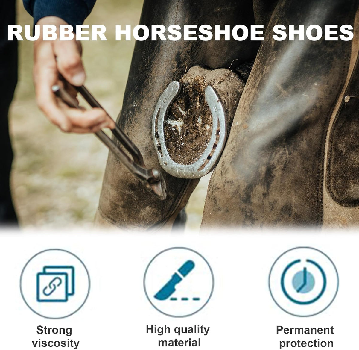 1 Pair Hoof Boots for Horses Rubber Protective Sturdy Horse Hoof Boots Portable Thick Hoof Boots for Wound Management