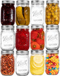 Regular Mouth Mason Jars 16 oz. (12 Pack) - Pint Size Jars with Airtight Lids and Bands for Canning, Fermenting