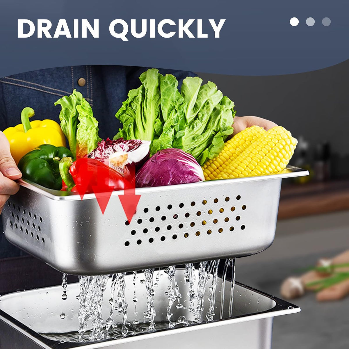 1/3 Size 4" Deep Perforated Steam Table Pan, NSF Hotel Pan