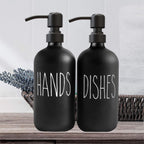 Black Glass Soap Dispenser, Matte Black Pump, 2 Pack