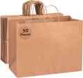 Large Brown Paper Bags with Handles, 16x6x12-50 Pack