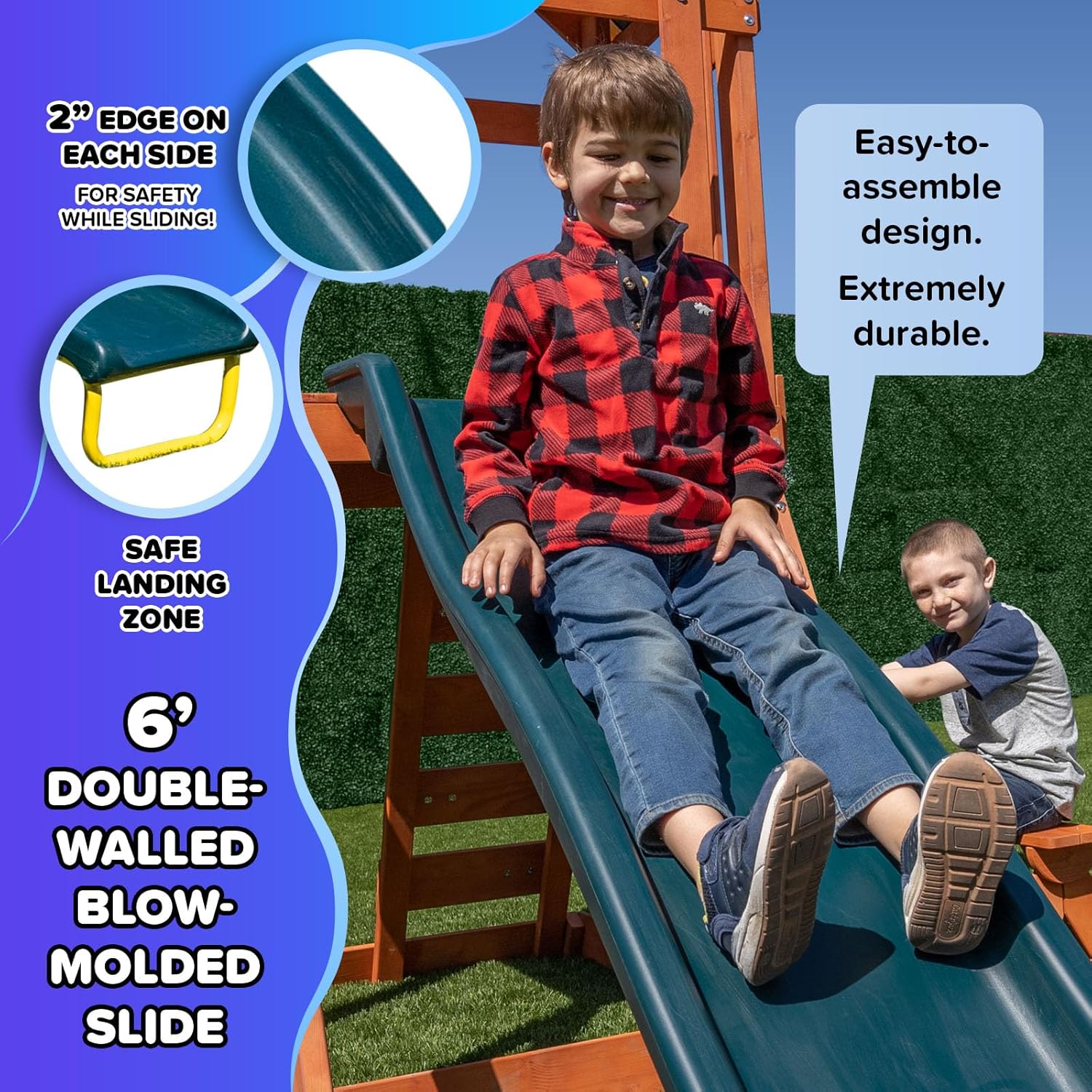Scottsdale Cedar Wood Swing Set: 2 Adjustable Swings, Sandbox, Rock Climber, Covered Deck, 1 Slide - Exceeds ASTM