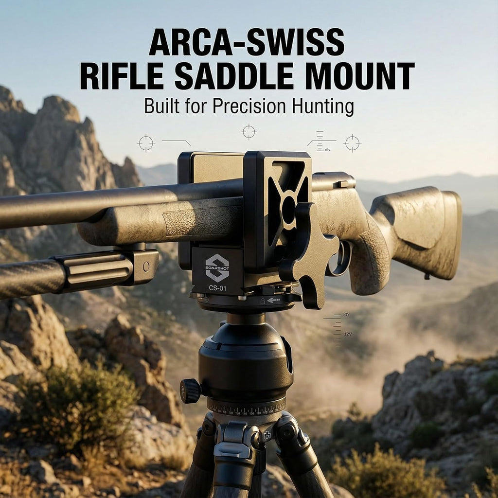CS-01 Arca-Swiss Rifle Saddle Mount for Hunting Tripod – CNC Aluminum Rifle Clamp with Integrated Arca Base