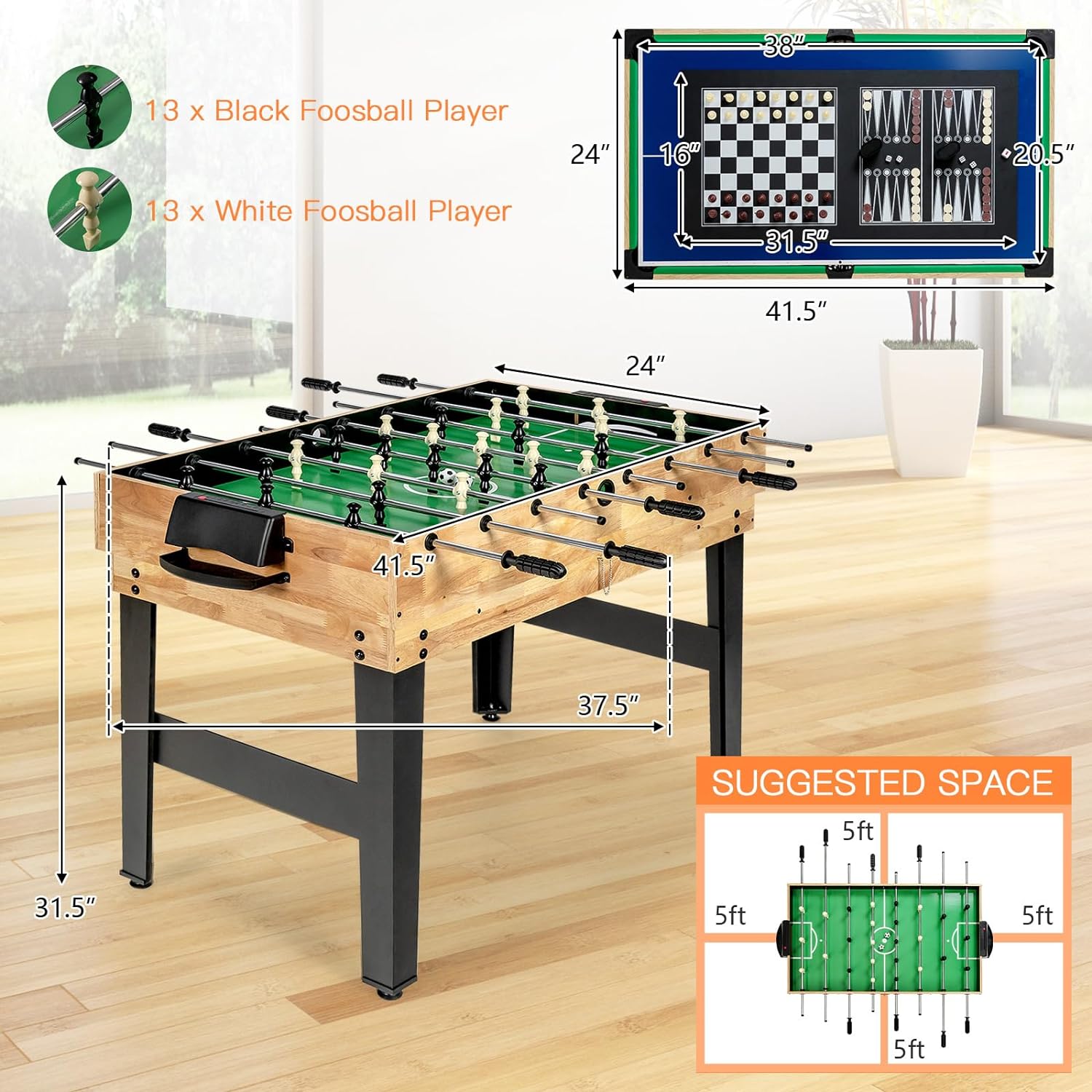 Multi Game Table, 10 in 1 Combo Game Table w/Foosball Table, Hockey, Pool Table, Ping Pong, Shuffleboard, Bowling & 4