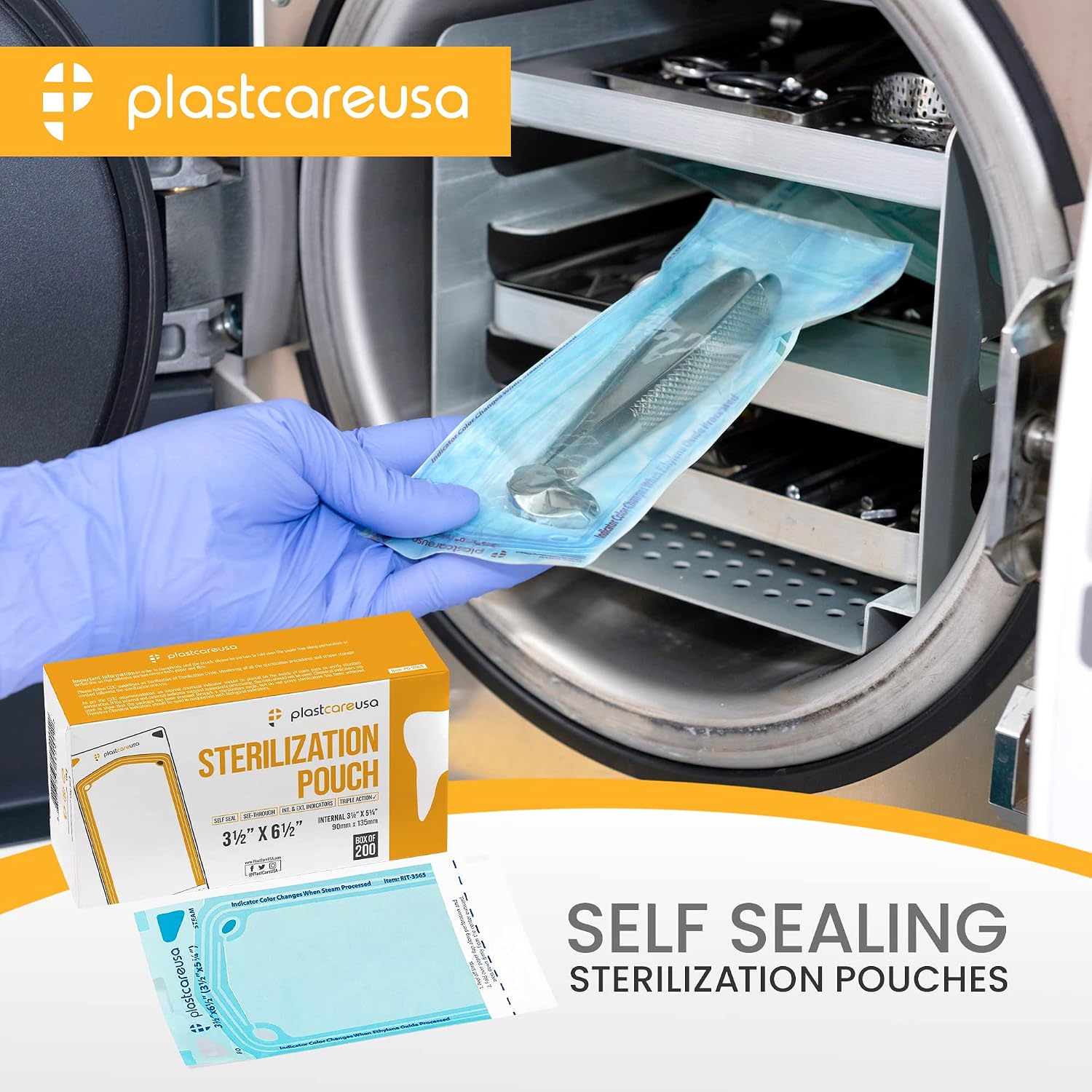 200 3.5 X 5.25 Self Sealing Sterilization Pouches - Autoclave Sterilizer Bags Pouch for Sterilizing Dental Medical