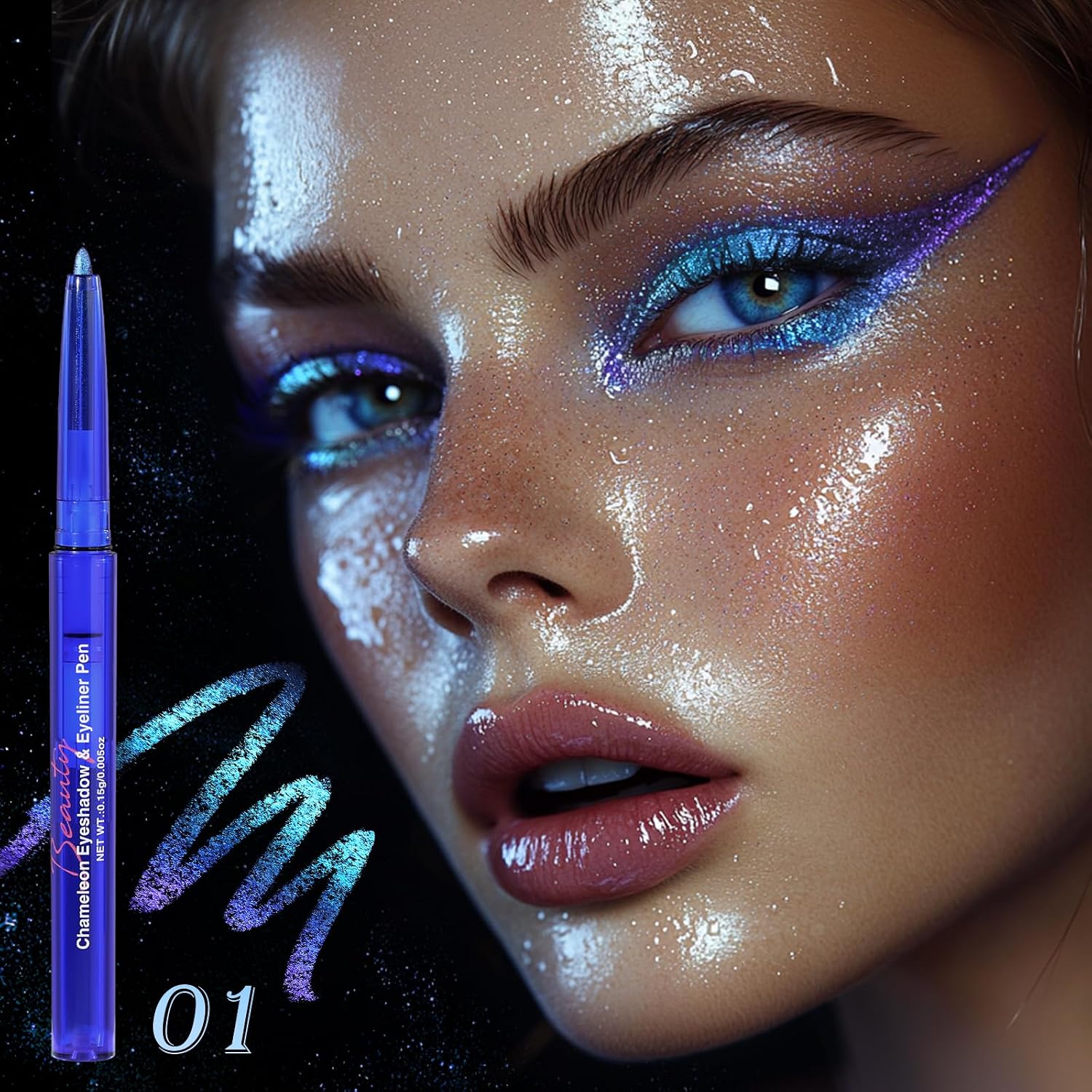 Chameleon Eyeshadow & Eyeliner Gel Pencil - Multichrome Shifting Colors Metallic Glitter Eye Makeup,Waterproof