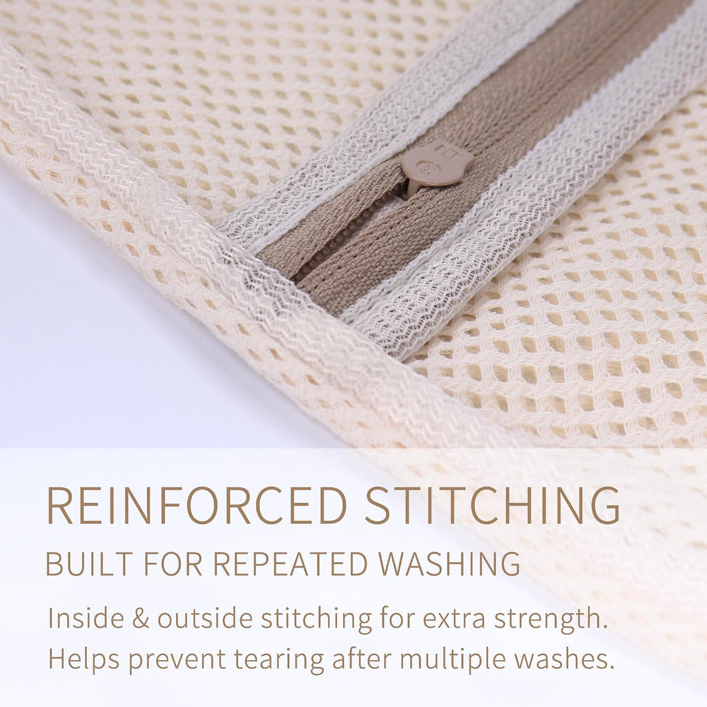 Soft Cotton Mesh Laundry Bags for Delicates 12x16 Inches (3 Medium)