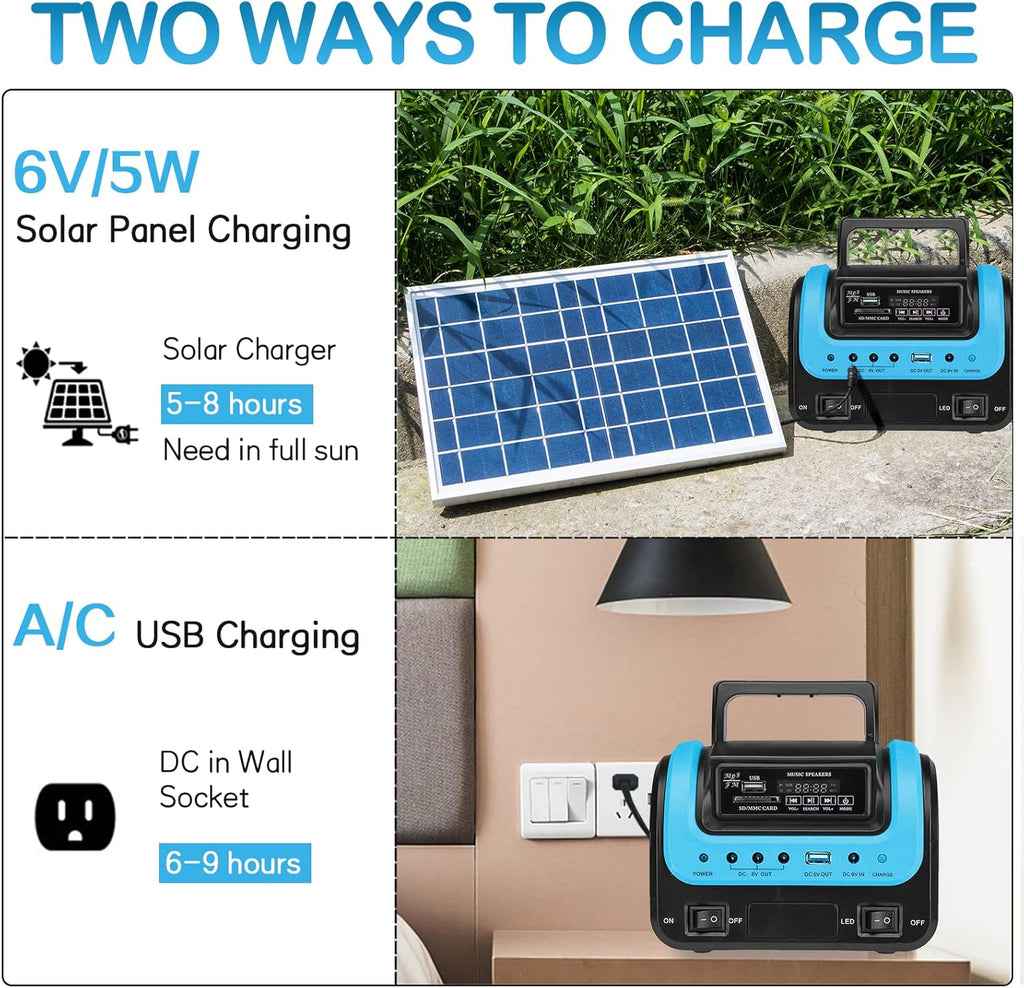 Portable Solar Generator with Panel,Small Power Station for Camping | Compact solar power station with LED lights and