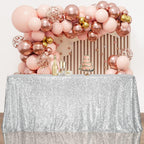 Sequin Tablecloth 60x120 Inch Silver for Disco Wedding Party
