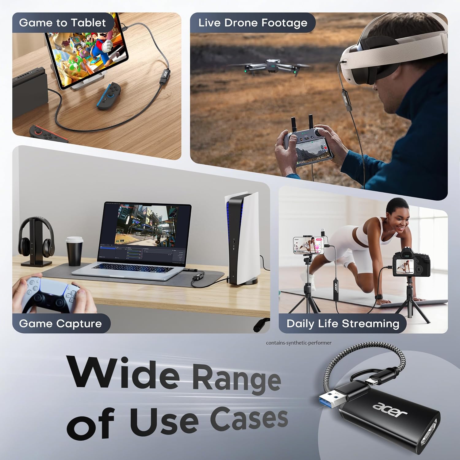 Video Capture Card HDMI to USB 3.0, 1080P 60FPS/2K 30FPS for Streaming | Plug and Play with Type-C & Type-A Ports