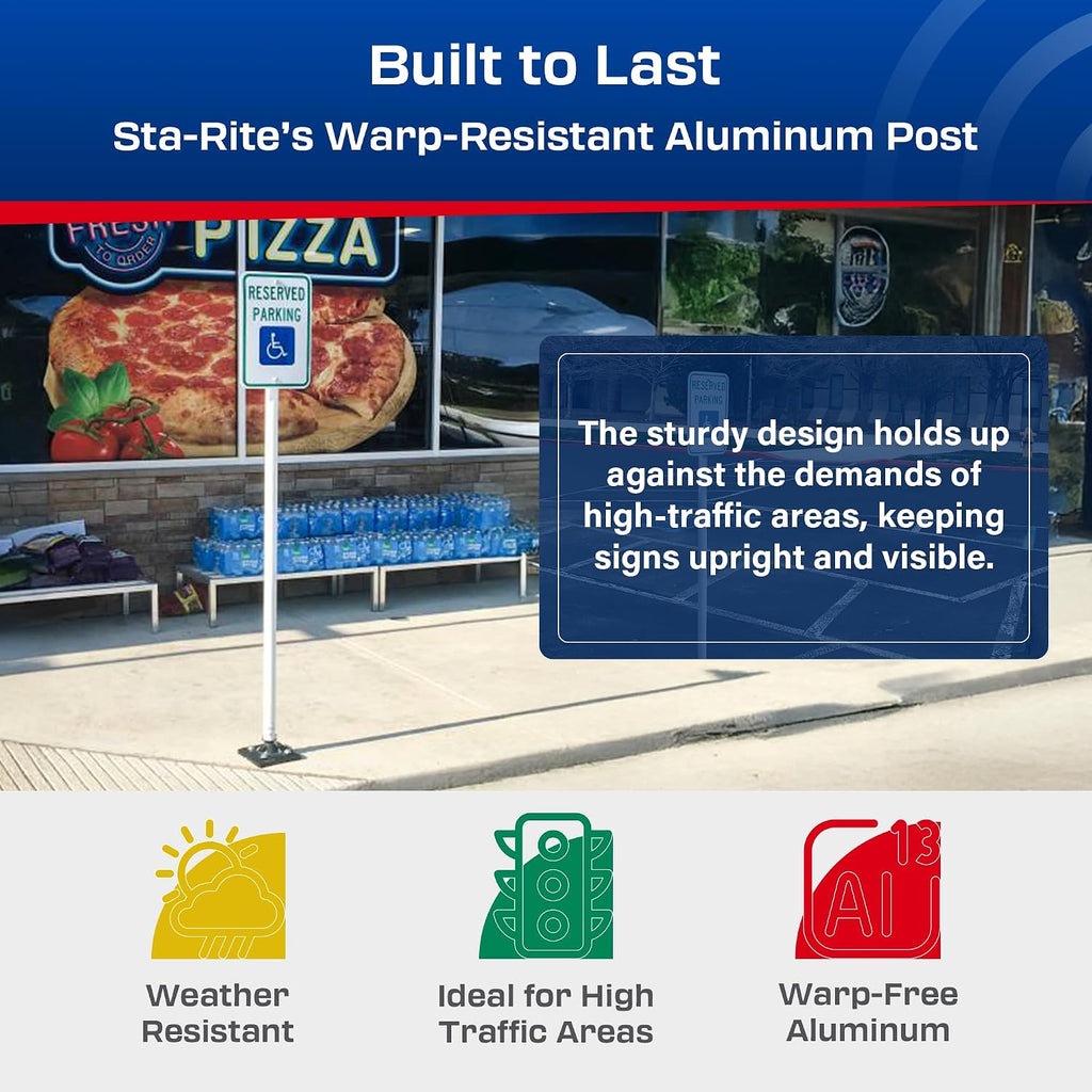 Impact Recovery - Sta-Rite Flexible Sign Post - Sign Holder - Handicap Parking Signs - Made in the USA - 78” Reserved