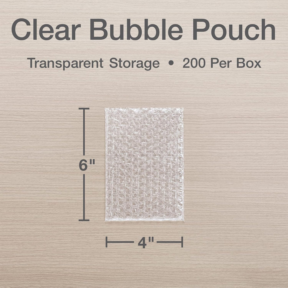 Clear Bubble Pouches, Cushioned Packing and Shipping Bags, Great for Storage or Mailing, Reusable, 4"x 6", 200/box