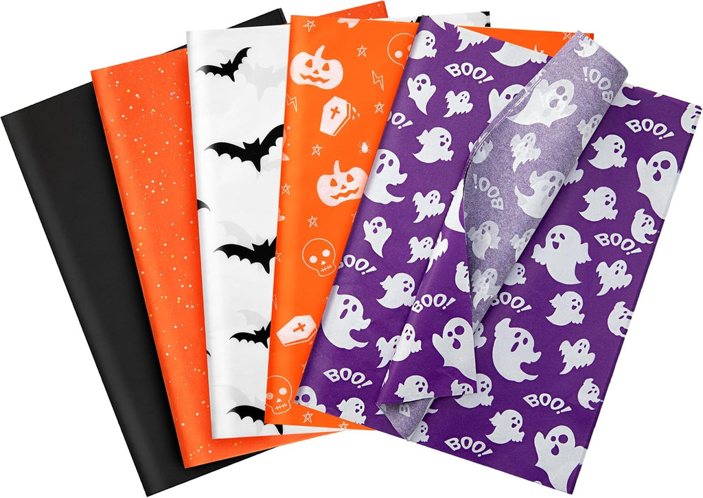 Halloween Tissue Paper for Gift Bags, 5 Designs 60 Sheets