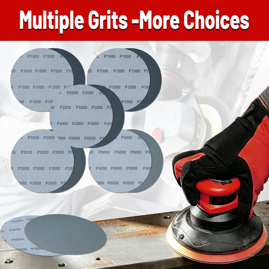 PONTASS 5000 Grit Wet Dry Sanding Discs,50PCS 5 Inch Hook & Loop Sandpaper