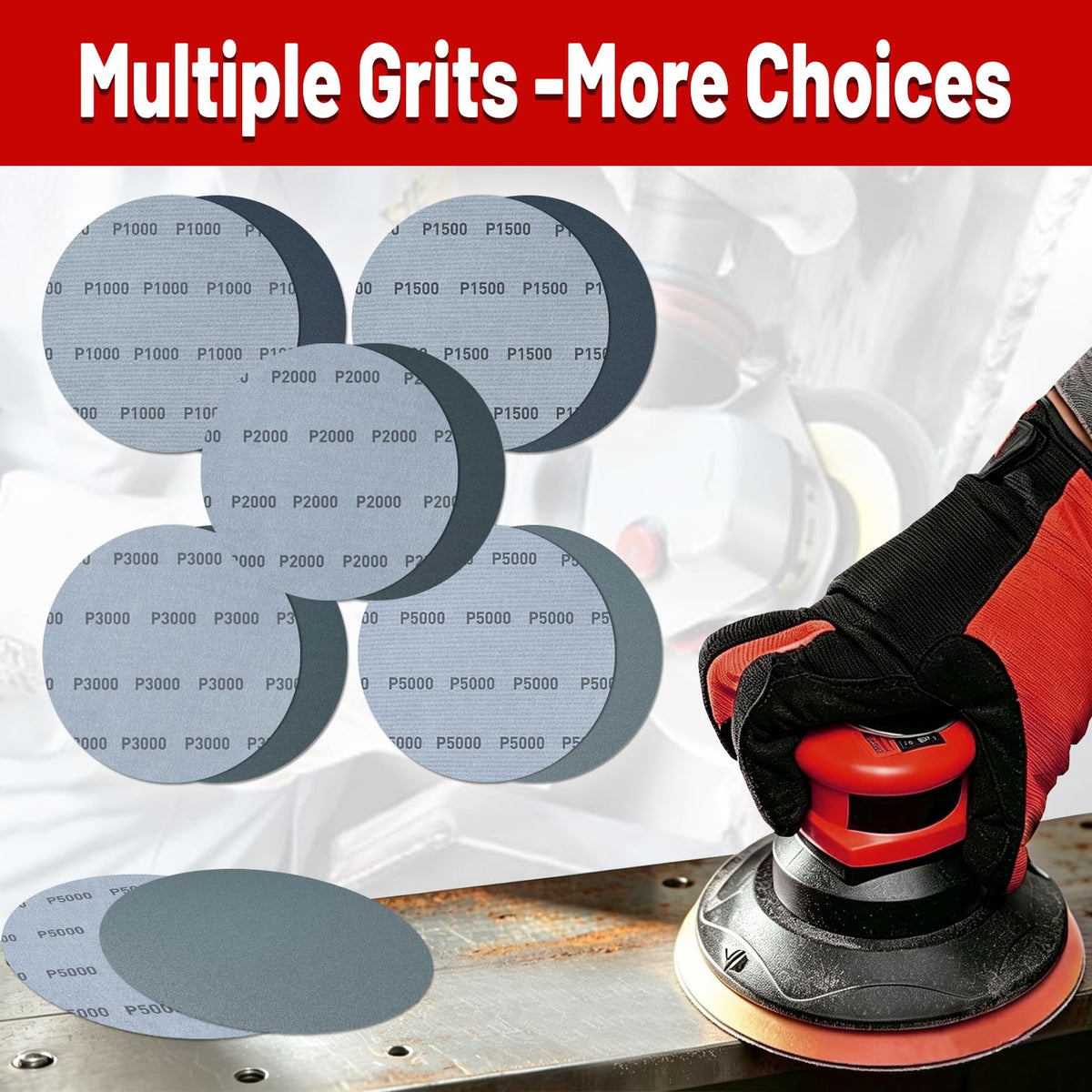 PONTASS 5000 Grit Wet Dry Sanding Discs,50PCS 5 Inch Hook & Loop Sandpaper